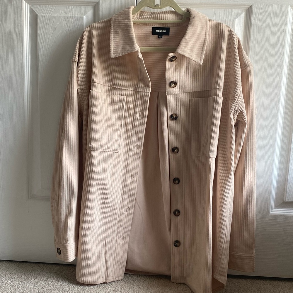Monrow Pink Button Down/Shacket - Size Large - image 1